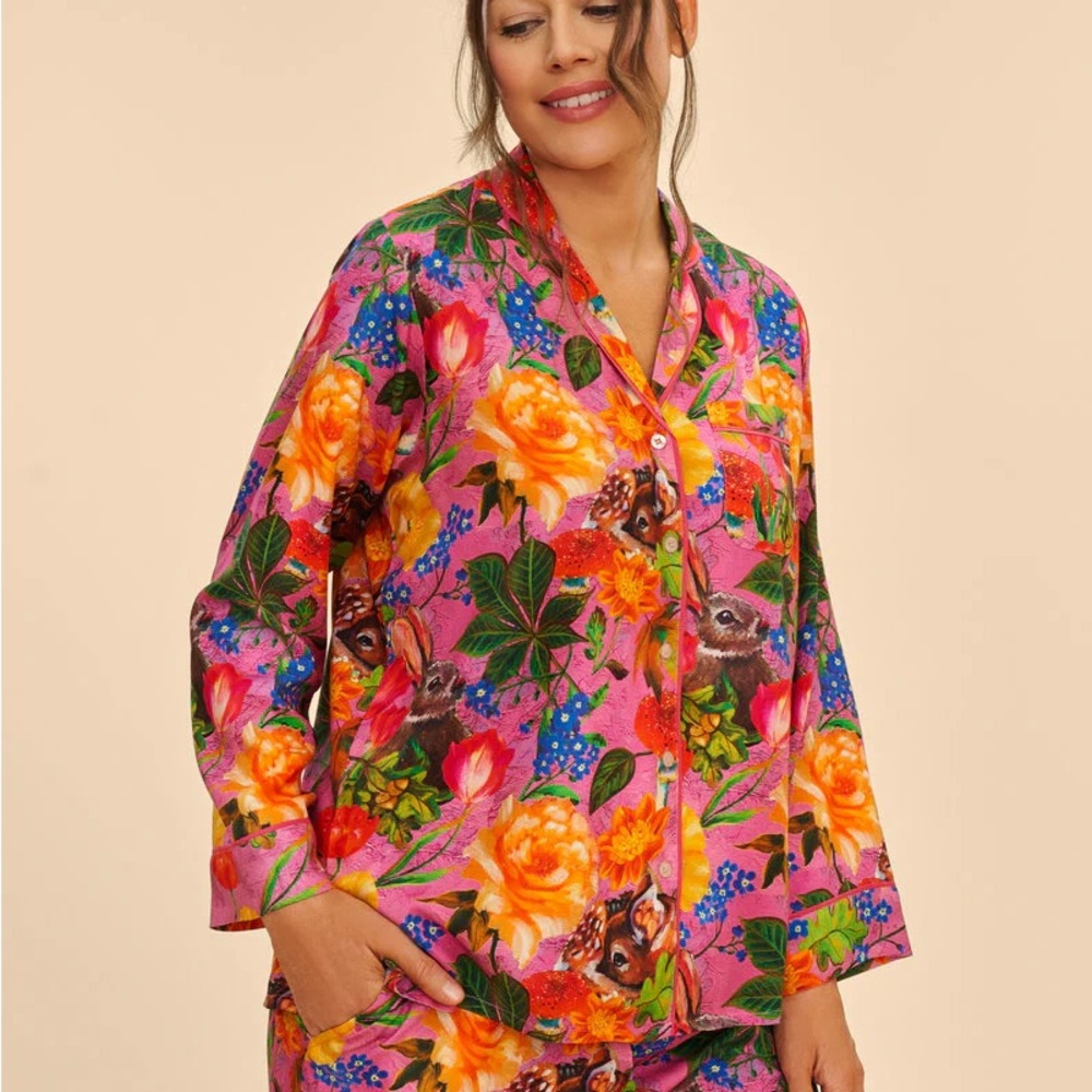 Floral Pink Long-Sleeve Pajama Set